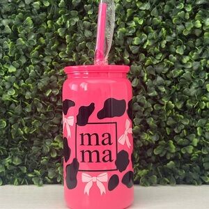 Pink "mama" Plastic Libbey cup 16oz